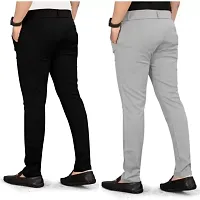 Elegant Twill Solid Casual Trousers For Men- Pack Of 2-thumb1