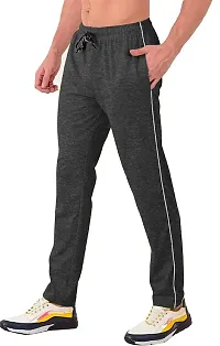 Stylish Grey Cotton Blend Solid Regular Track Pants For Men-thumb2