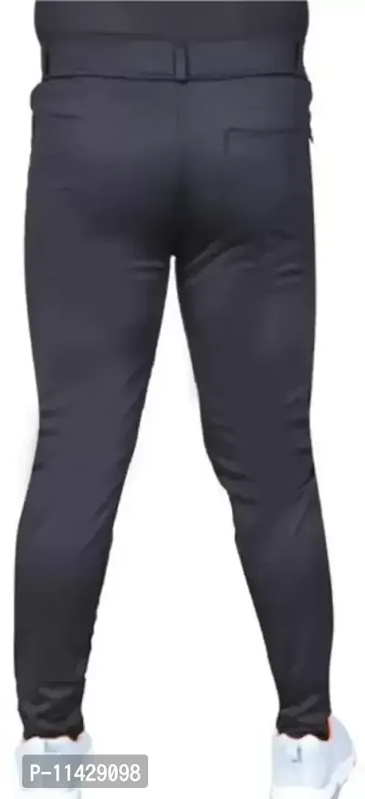 Black Lyocell Regular Track Pants For Men-thumb2