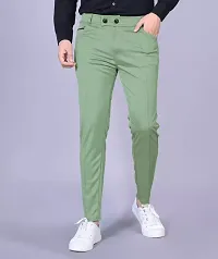 Green Lyocell Regular Track Pants For Men-thumb1