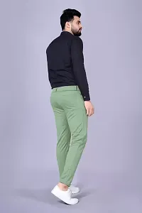 Green Lyocell Regular Track Pants For Men-thumb2