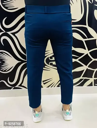 Blue Nylon Regular Track Pants For Men-thumb2