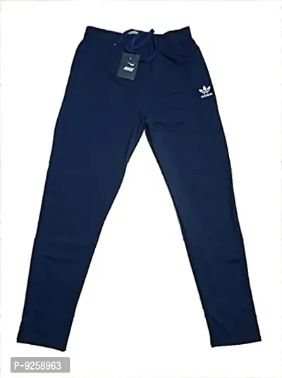 Blue Nylon Regular Track Pants For Men-thumb2