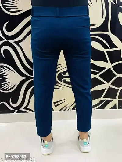 Blue Nylon Regular Track Pants For Men-thumb3