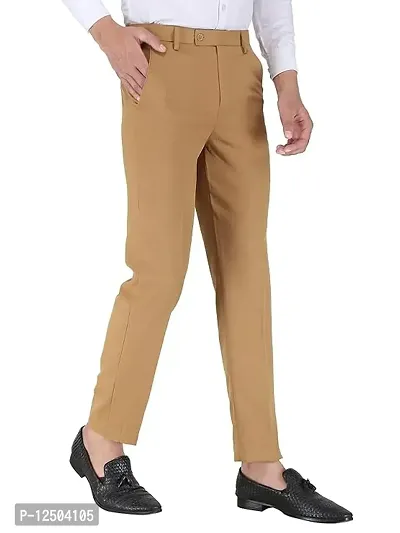 Stylish Khaki Polyester Formal TrouserFor Men-thumb3