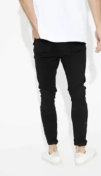 MEN KNEE SLIT BLACK JEANS-thumb2