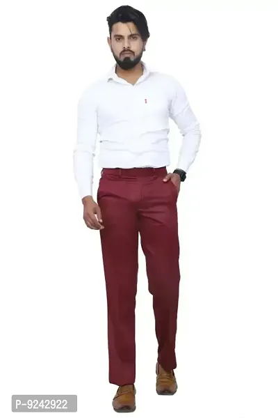 KRG Men's Reguler Fit Pure Cotton Trouser Pant's | Office Wear Formal Pant for Men (Pack of 2)-thumb3
