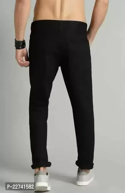 FLAYING MEN KNEE SLIT BLACK JEANS-thumb2