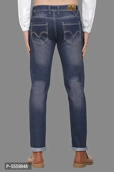 Blue Cotton Blend Mid Rise Jeans For Men-thumb3