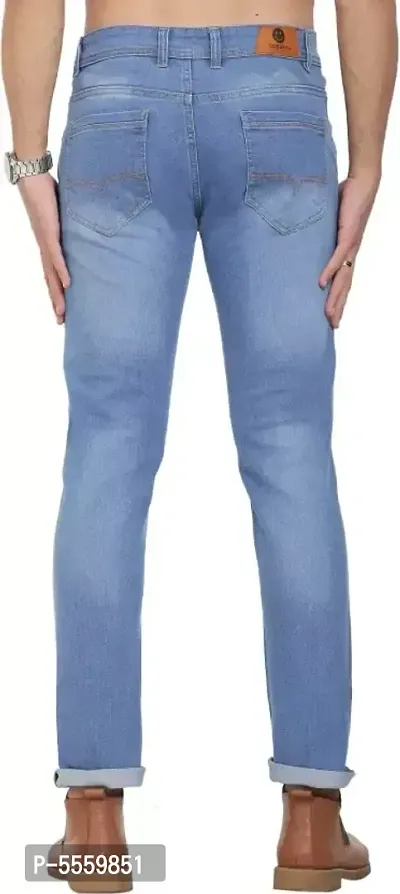Blue Cotton Blend Mid Rise Jeans For Men-thumb2
