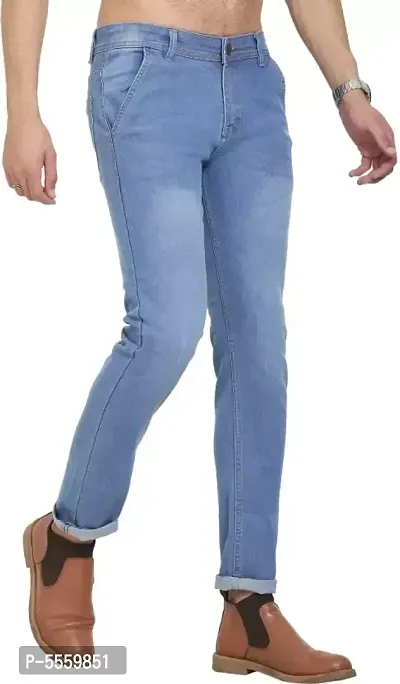 Blue Cotton Blend Mid Rise Jeans For Men-thumb3