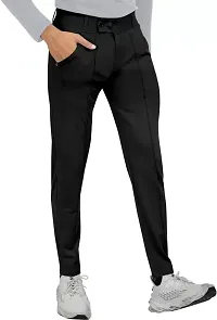 Trendy Black Blended Mid Rise Casual Trousers For Men-thumb2