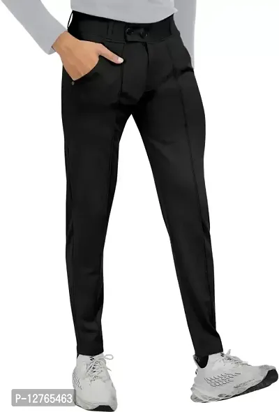 Trendy Black Blended Mid Rise Casual Trousers For Men-thumb3