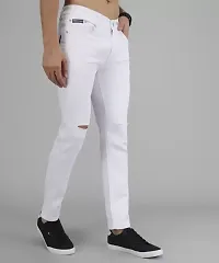 MEN KNEE SLIT WHITE JEANS SDJK32JK32JK-thumb2