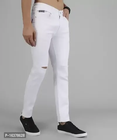 MEN KNEE SLIT WHITE JEANS SDJK32JK32JK-thumb3