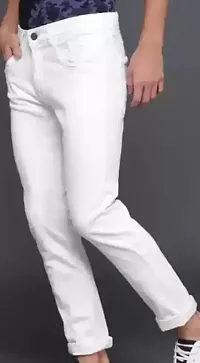 Men Plain White Jeans-thumb2