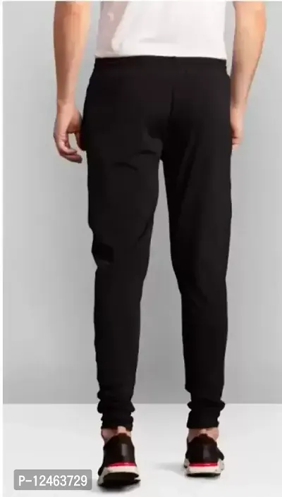Black Cotton Regular Track Pants For Men-thumb2
