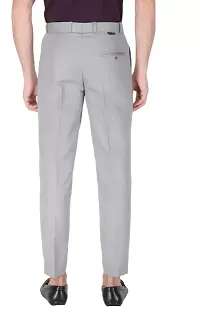 Grey Cotton Blend Mid Rise Formal Trousers For Men-thumb1