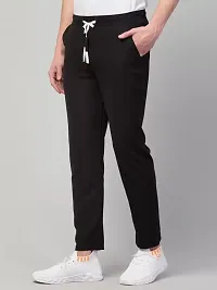 Stylish Black Cotton Solid Easy Wash Track pant For Men-thumb2