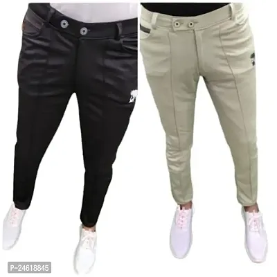 Classic Cotton Solid Track Pants for Men, Pack of 2-thumb2