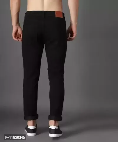 Black Denim Mid Rise Jeans For Men-thumb3