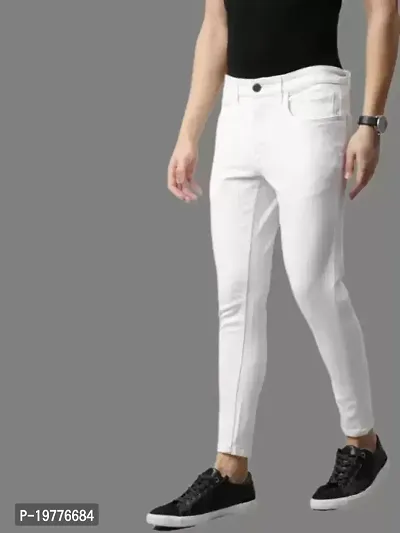 Reliable White Cotton Blend Mid-Rise Jeans For Men-thumb3