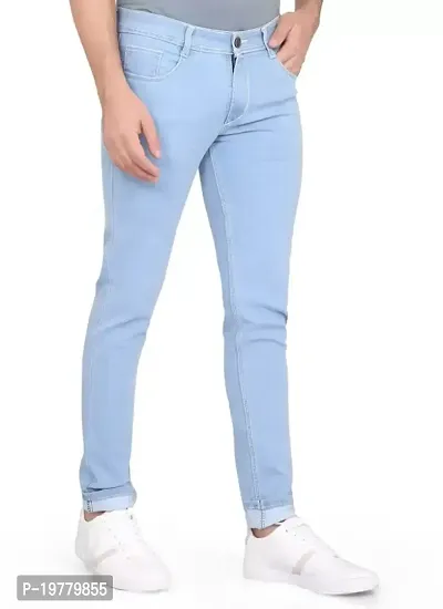 Stylish Blue Polycotton Solid Jeans For Men-thumb3