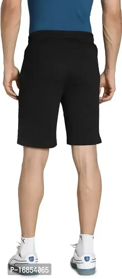 Black Polyester Regular Shorts For Men-thumb2