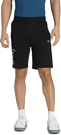 Black Polyester Regular Shorts For Men-thumb2
