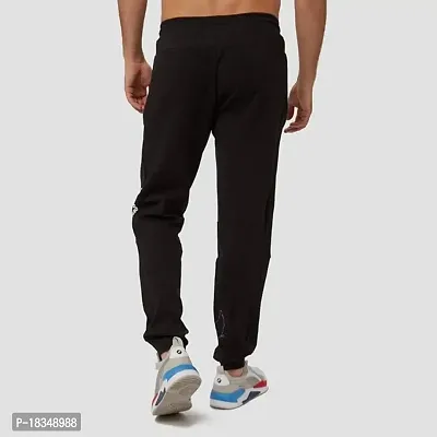 Black Polyester Regular Track Pants For Men-thumb3