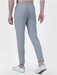 Elegant Grey Polycotton Solid Regular Track Pants For Men-thumb1