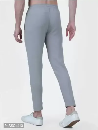 Elegant Grey Polycotton Solid Regular Track Pants For Men-thumb2