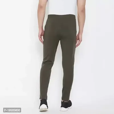 Olive Cotton Blend Mid Rise Casual Trousers-thumb2