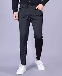 Black Nylon Regular Track Pants For Men-thumb2