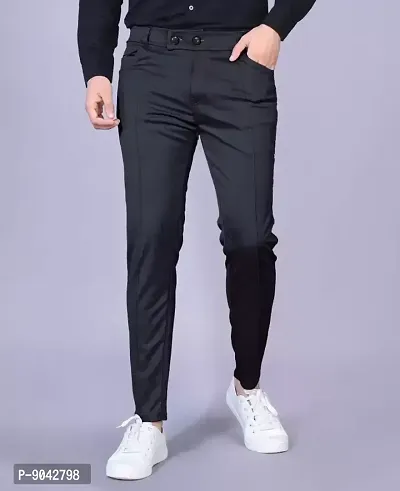 Black Nylon Regular Track Pants For Men-thumb3