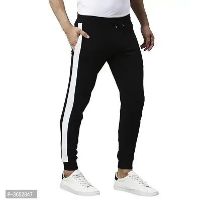 Black Polyester Blend Joggers For Men-thumb3