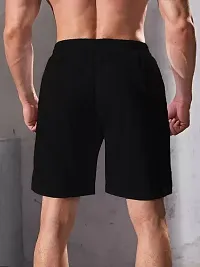 Stylish Black Polyester Regular Fit Shorts For Men-thumb1