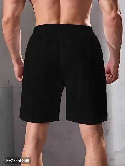 Stylish Black Polyester Regular Fit Shorts For Men-thumb2