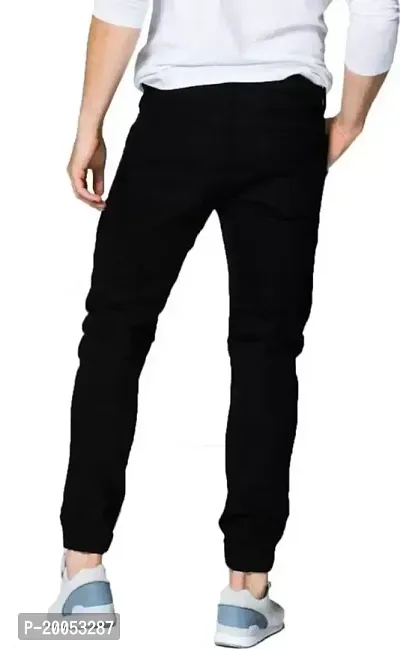 Star4well Men Black Slim Fit Jeans-thumb3