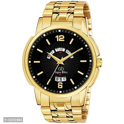 AQUA BLISS - 204 Gold Stainless Steel Day  Date Display Analog Mens Watch