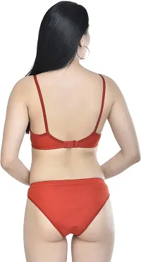 Stylish Cotton Blend Self Pattern Bras And Panty Set For Women-thumb1