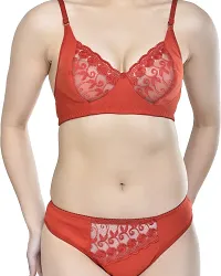 Stylish Cotton Blend Self Pattern Bras And Panty Set For Women-thumb2