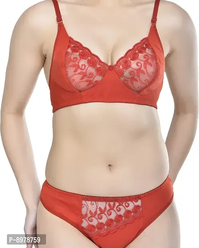 Stylish Cotton Blend Self Pattern Bras And Panty Set For Women-thumb3