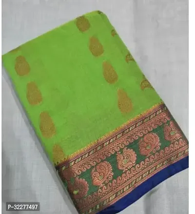 Elegant Green Art Silk Saree with Blouse piece For Women-thumb0