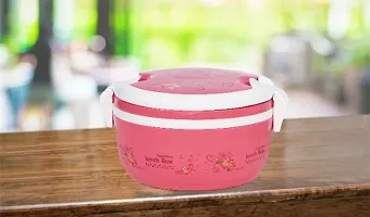 Round Single Decker tiffin box Multi color |  1 lPlastic unch box | Heavy Hardy-thumb2