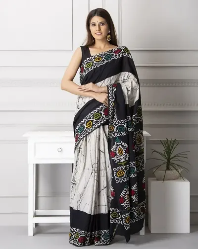 Glamorous Mulmul Cotton Saree with Blouse piece 