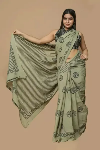 Trending Cotton Saree with Blouse piece 