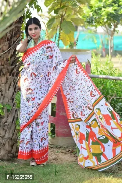 Green Silk Saree with Ikkat Print