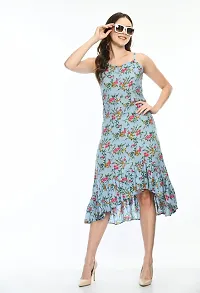 Stylish Women Polyester Midi Length Western Dress-thumb3