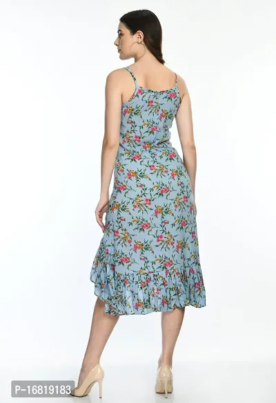 Stylish Women Polyester Midi Length Western Dress-thumb2